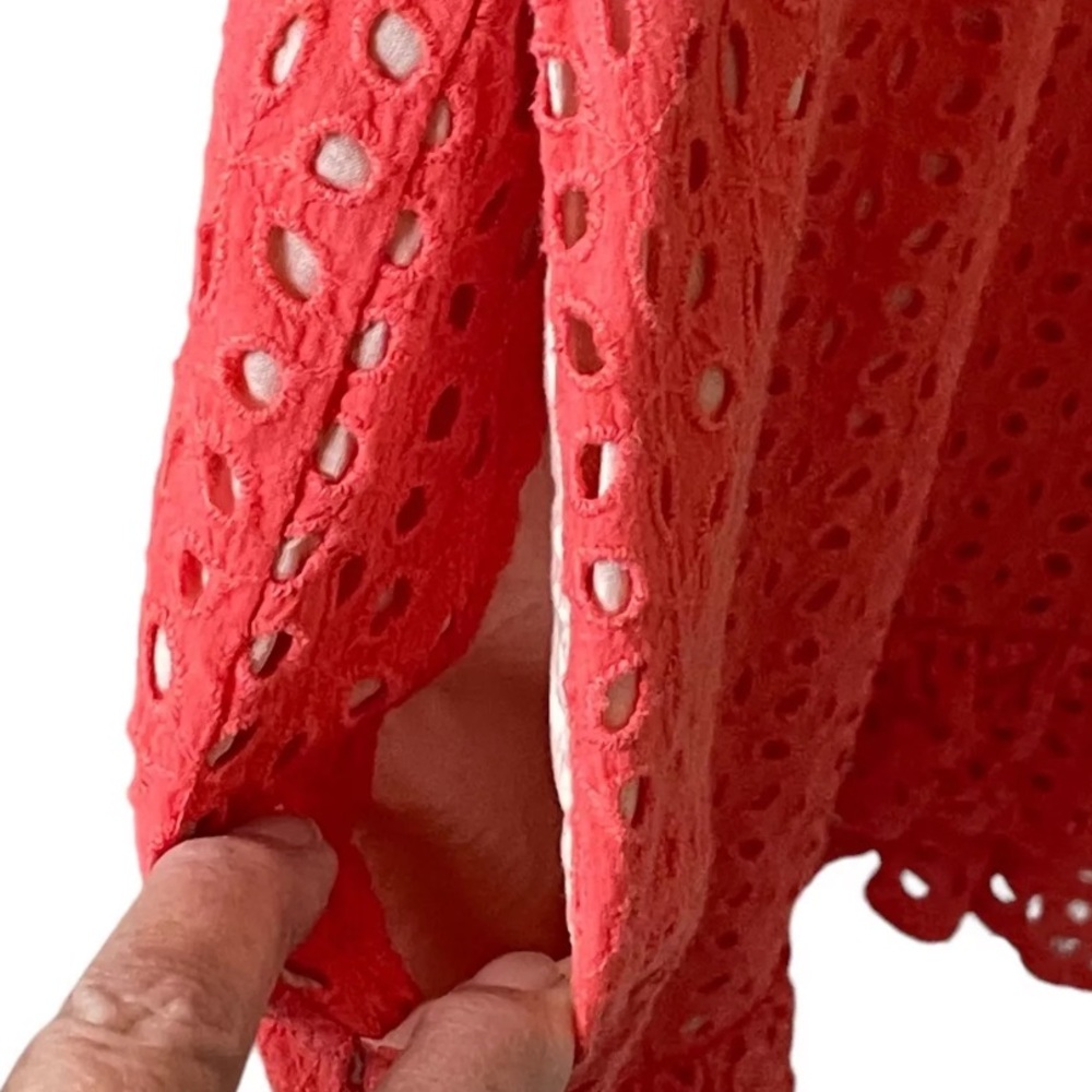 Anthropologie Peter Som desigNation Orange Eyelet Dress Small Pockets Sleeveless - Picture 4 of 9